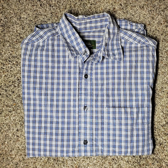 Eddie Bauer Men's Blue Plaid Short Sleeve Button Down Collared Shirt Size Small - Picture 11 of 12